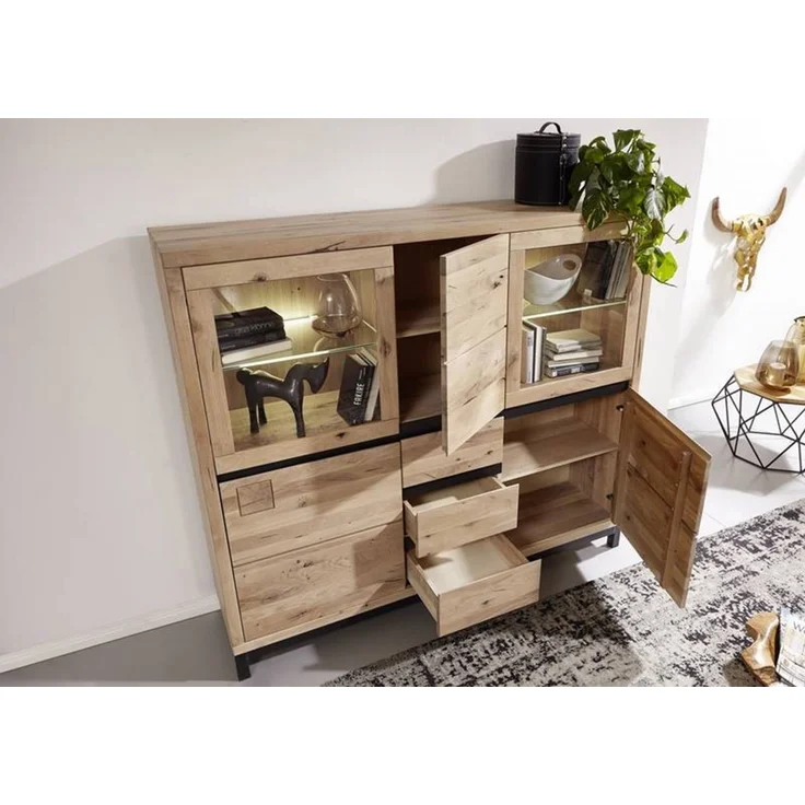 Highboard Wildeiche 166x40x148 bianco geölt VILLANDERS #207 – Bild 3