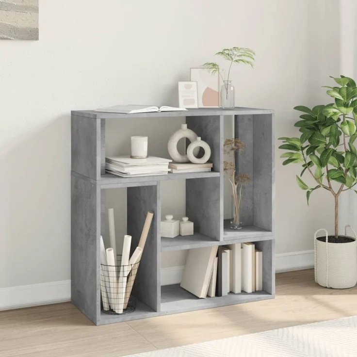 2 pcs TV-Schrank, Lowboard Betongrau 75x30x50 cm Holzwerkstoff – Bild 4