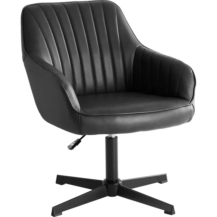 Sweetcrispy Esszimmerstühle, Küchenstuhl Drehbar & Höhenverstellbar - Leder Sessel Esstisch mit Armlehne, 360° Drehstuhl Esszimmer in Schwarz, 1 Stück