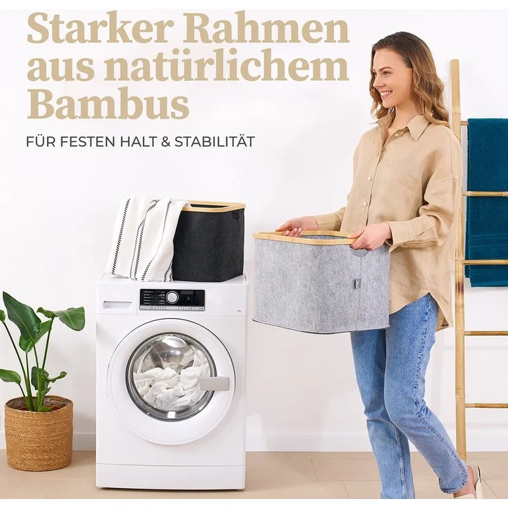 HENNEZ Aufbewahrungskorb 40l kompatibler Korb aus Filz für IKEA KALLAX Regal Box, Korb zur Holz Aufbewahrung klein grau – Bild 6