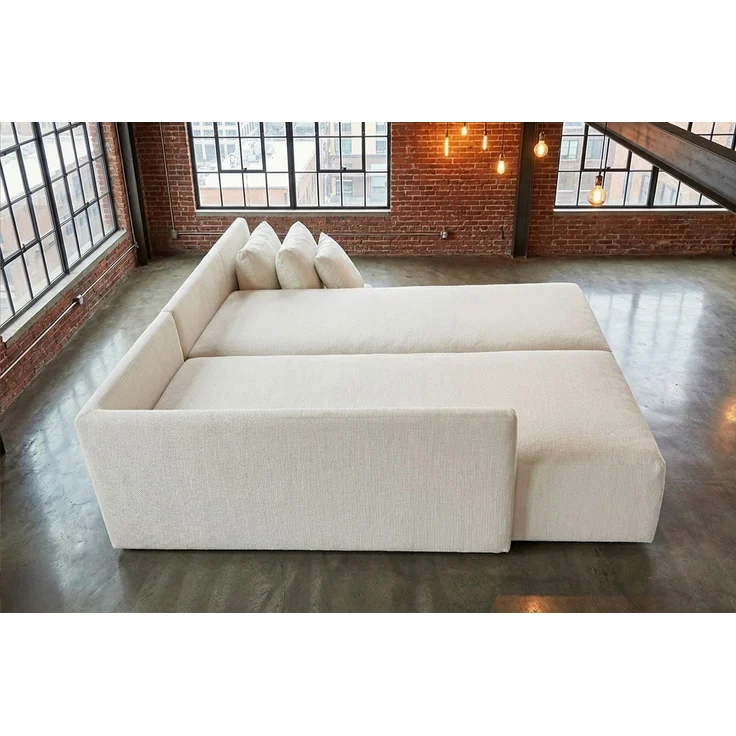 KAWOLA Schlafsofa SADIRA Ecksofa Stoff cremeweiß Recamiere links 89 x 209 x 288 cm – Bild 5