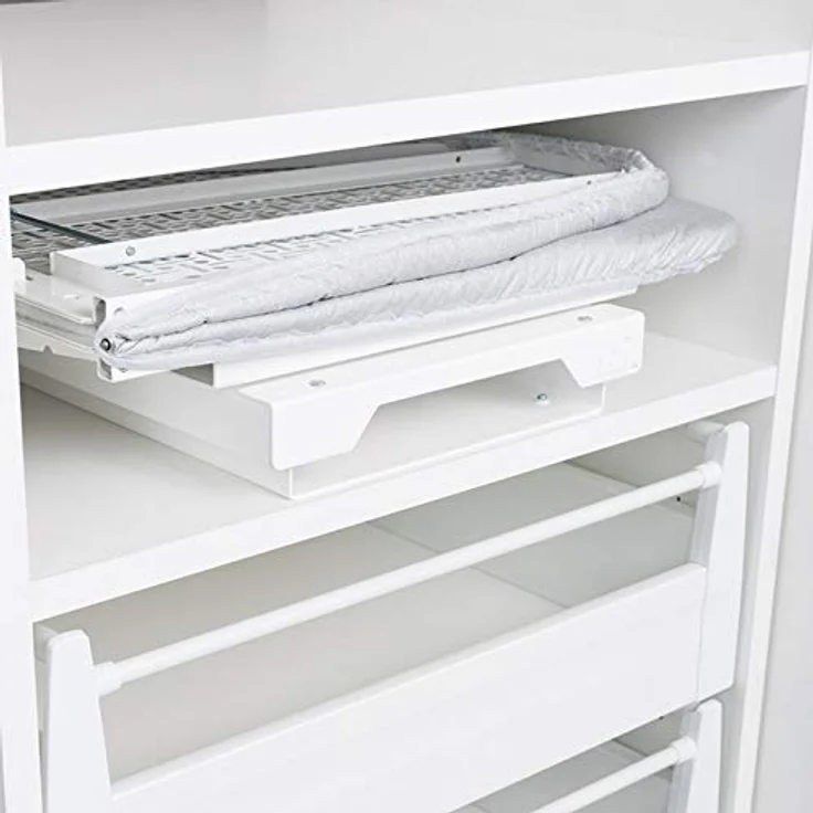 SO-TECH® Bügelbrett Bügeltisch Ironfold für Fachbodenmontage, klappbar, 180° schwenkbar, inkl. Bügeltuch aluminiumgrau – Bild 3