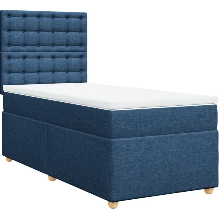 vidaXL Boxspringbett mit Matratze Blau 90x200 cm Stoff 3293483 – Bild 3