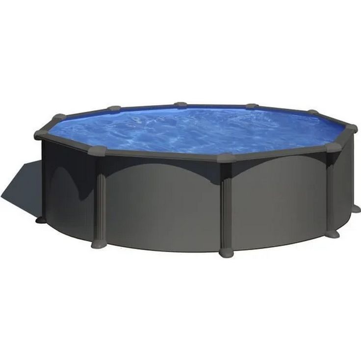 GRE Stahlwandpool-Set 'Anthracite' Ø 350 × 132 cm, inkl. Sandfilteranlage 6 m³/h, Edelstahl-Sicherheitsleiter und UV-geschützem PVC-Liner