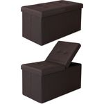 dibea Sitzbank mit Klappdeckel, Leinen 76 x 38 x 38 cm braun