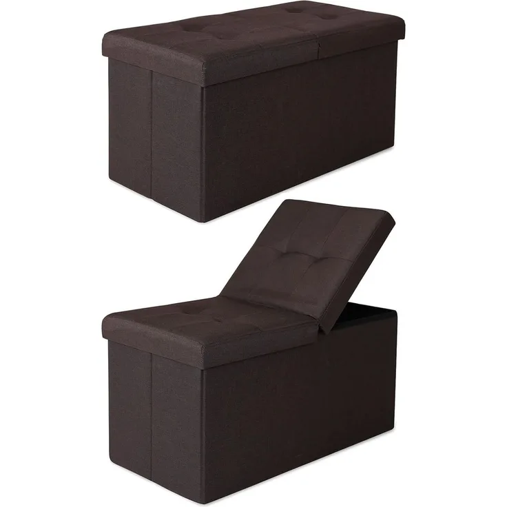 dibea Sitzbank mit Klappdeckel, Leinen 76 x 38 x 38 cm braun