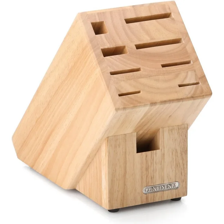 Continenta Messerblock, mit Scherenschlitz, Holzmesserblock, Messer Block, Messerhalterung, Gummibaumholz, 30514