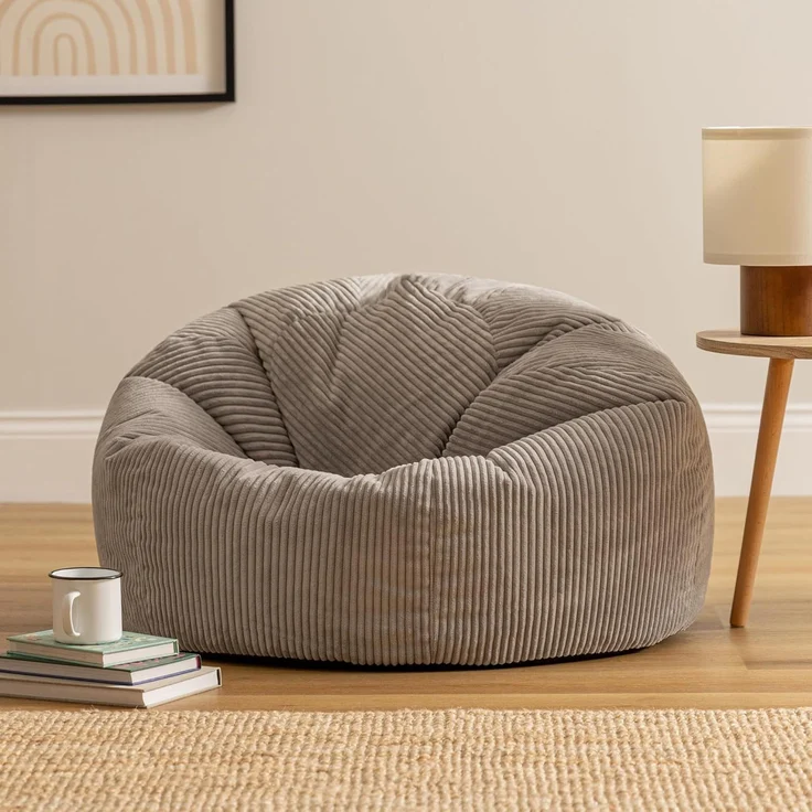 icon Kingston Großer Sitzsack, Jumbo Cord Sitzsack, Dawn Grey, Sitzsack für Erwachsene mit Füllung inklusive, Bequemer Lounging Chair für jedes Alter – Bild 4