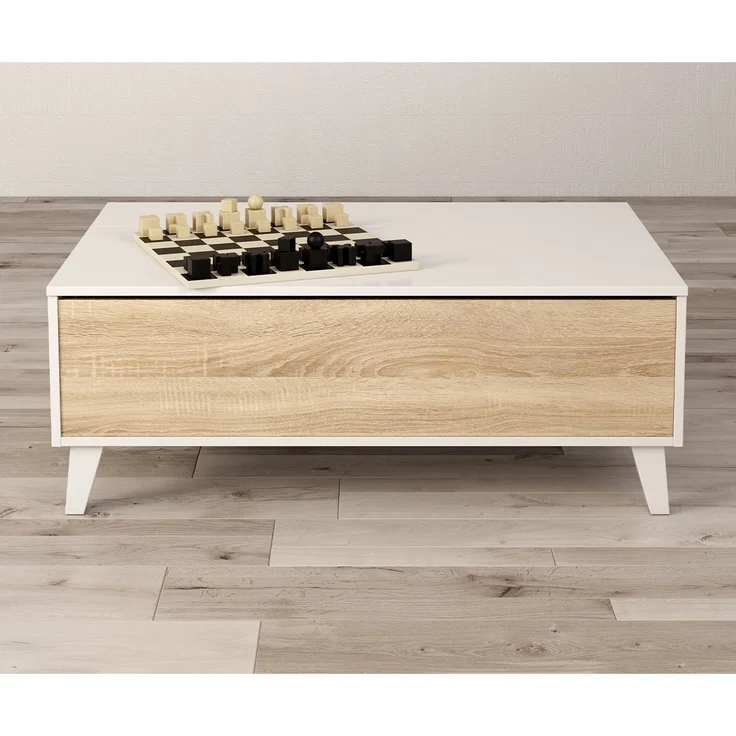 Calicosy 'ZAIKEN PLUS' Couchtisch mit teilweise hochklappbarer Tischplatte L100 cm - Weiß – Bild 6