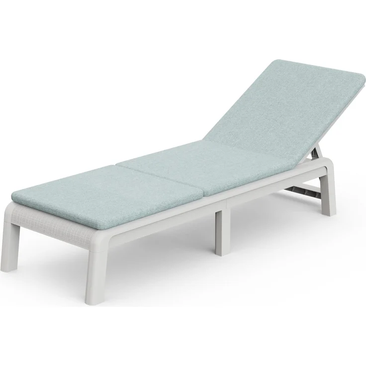 KETER Palma Sonnenliege für den Garten mit 4-Fach Verstellbarer Rückenlehne und bequemer Auflage, klappbare Gartenliege, weiß, 187 x 58 x 29 cm, pflegeleicht, wetterfest und UV-beständig