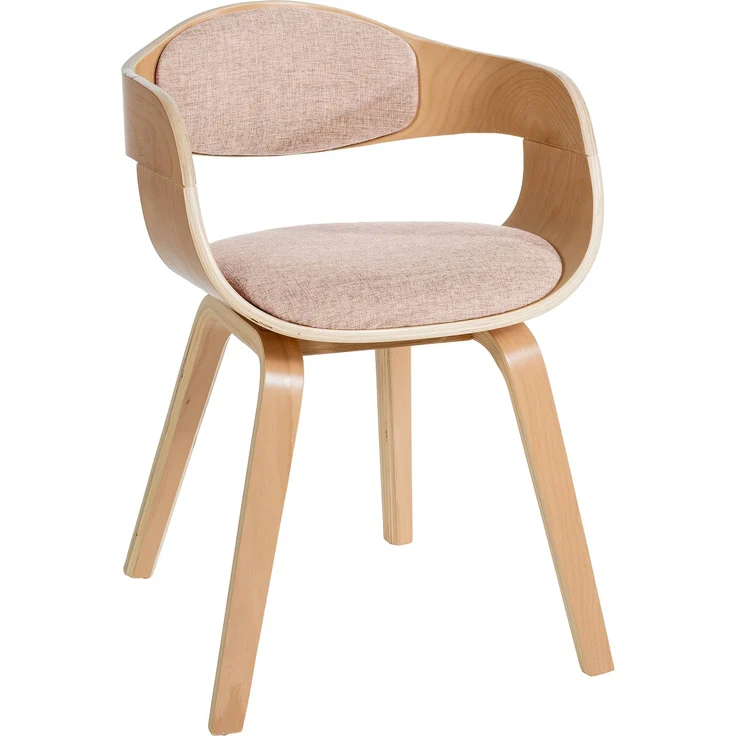 DELUKE® Besucherstuhl LONDON Stoff - 73x49x46cm, Natur/Creme Stoff Holz Gestell Konferenzstuhl Wartezimmerstuhl – Bild 1