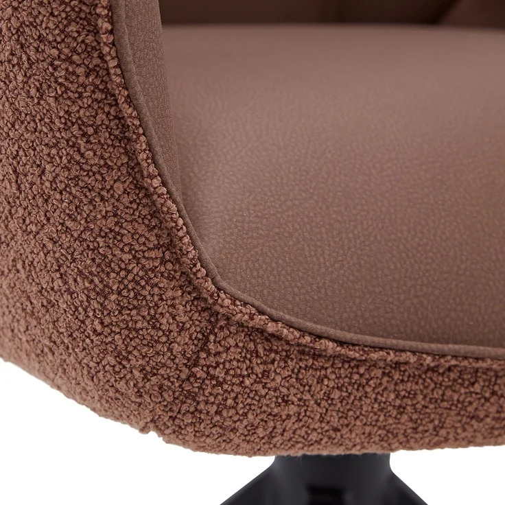 Esszimmerstühle Drehbar 2 Stühle für den Esstisch Küchenstühle mit Armlehne Bouclé Leder Braun Polsterstühle Sessel – Bild 10