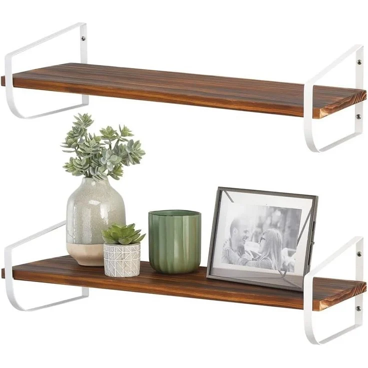 Wandregal Hängeregal Schweberegal langes Holzregal mDesign 2er Set mattweiß – Bild 9