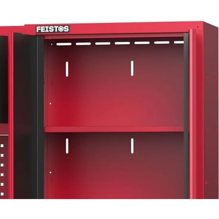 Feistos Werkstatteinrichtung "Juno 11", schwarz/rot, 396 x 46 x 198 cm (B x T x H),2 Hochschränke – Bild 6