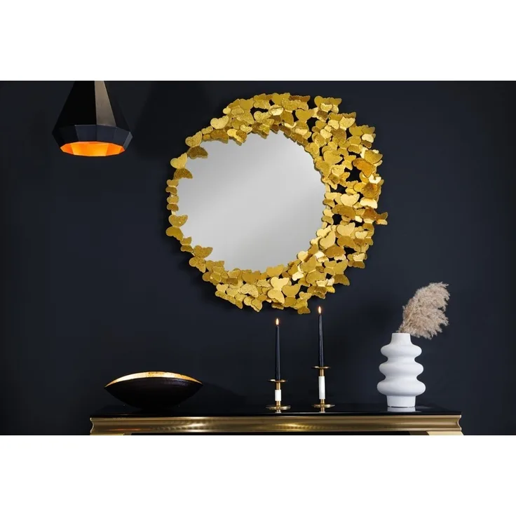 riess-ambiente Wandspiegel BUTTERFLY 80cm gold (Einzelartikel, 1-St), Wohnzimmer · Metall · rund · Dekoration · mir Rahmen
