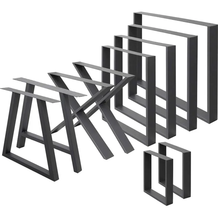 ECD Germany Tischbein 2x Tischkufen aus Vierkantprofilen aus pulverbeschichtete Stahl, Tischgestell Bankkufen modernes Industriedesign Möbelfüße aus Metall
