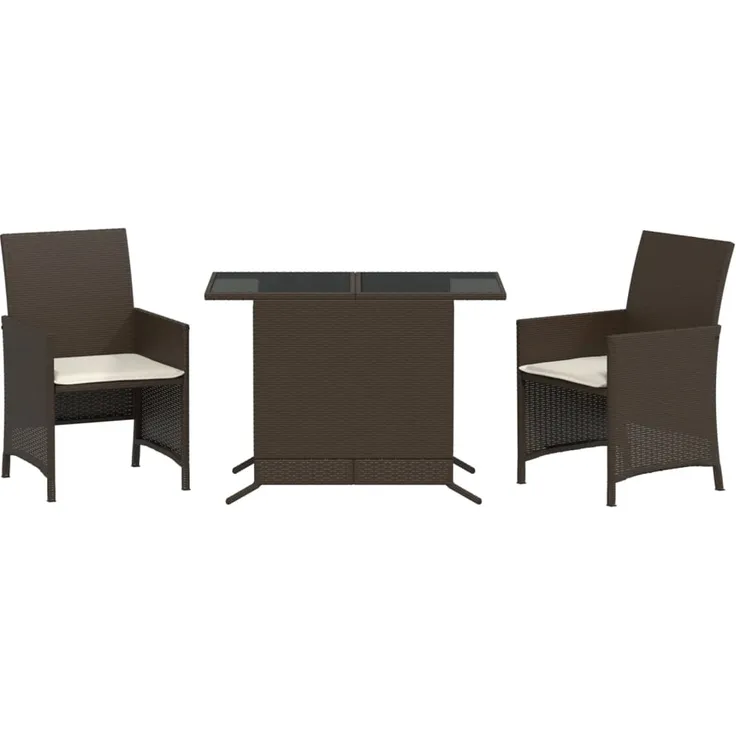 vidaXL 3-tlg. Bistro-Set mit Kissen Braun Poly Rattan 365118