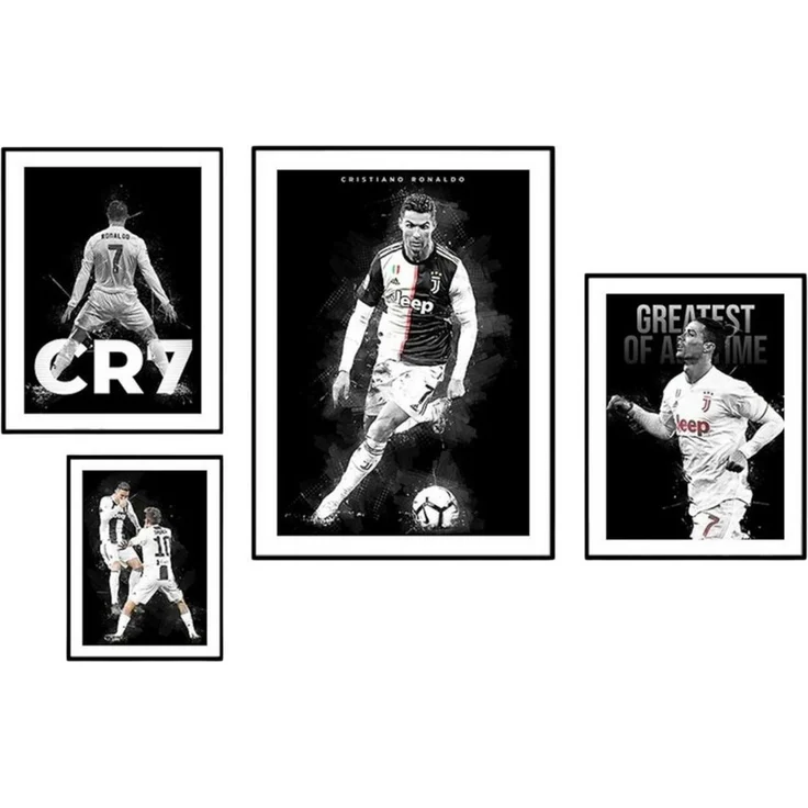 JUSTGOODMOOD Poster Fußball Christiano Ronaldo in Schwarz Weiss Farben als Deko Print ohne, C (1 St) – Bild 1