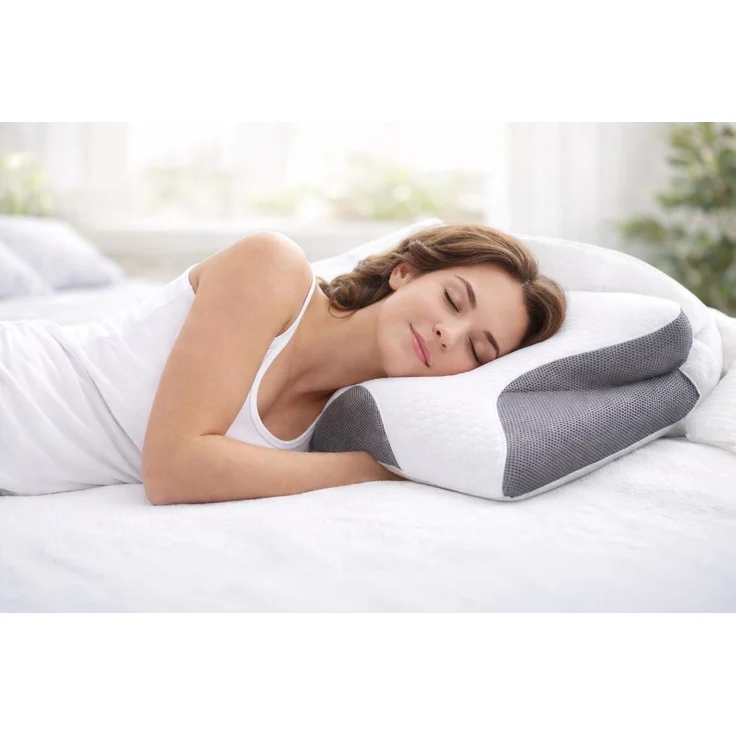 YaLiva_Decor® Nackenkissen 2 Stück, ergonomisch, orthopädisches Kissen gegen Nackenschmerzen & Memory Foam, Grau, 62 x 34 x 12 cm – Bild 7