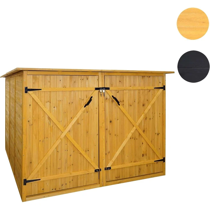 2er-Fahrradgarage HWC-H60, Fahrradbox Geräteschuppen Gerätehaus, MVG abschließbar 151x200x200cm ~ braun – Bild 9