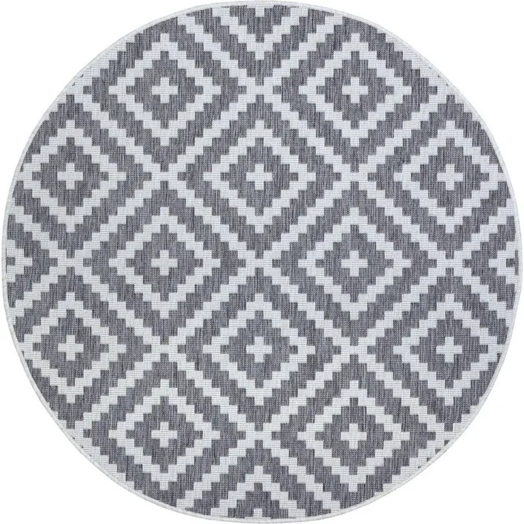 OTTO home Teppich Ronda Wendeteppich, rund, Höhe: 5 mm, Sisal-Optik, Flachgewebe, In- und Outdoor, geometrisches Boho Design
