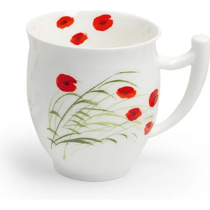 TeaLogic Tasse Caprice, Porzellan, Spülmaschinengeeignet, Weiß, Mohn, H: 10cm – Bild 2