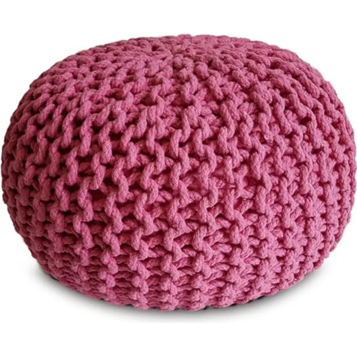Amagohome Sitzhocker, Pouf, XXL Baumwolle, Rosa, ø 55 cm – Bild 2