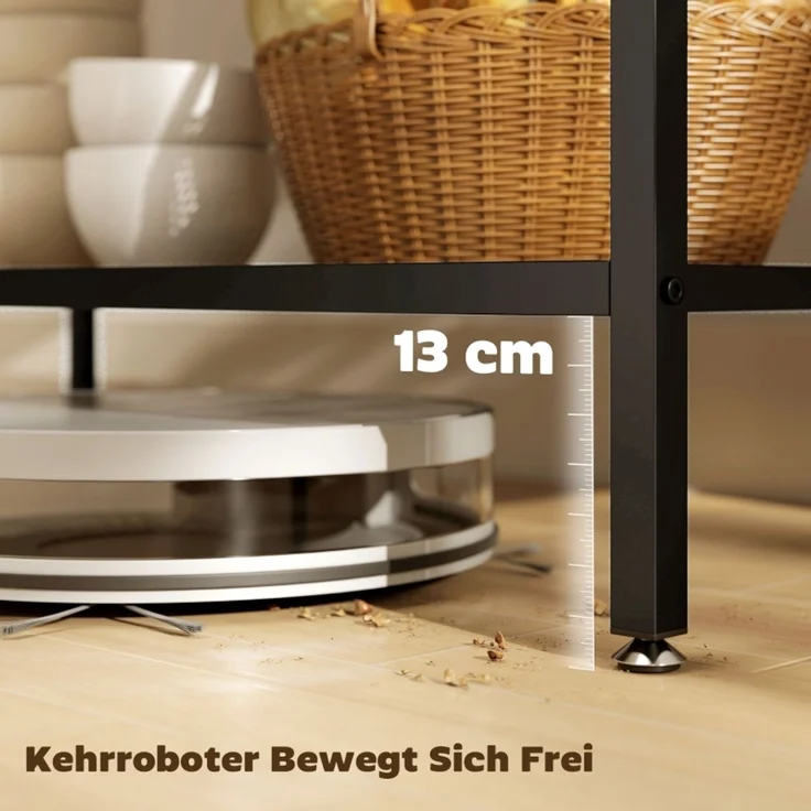 Bäckerregal, 3-stufiges Küchenregal mit Stahlrahmen, Rustikales Braun+Schwarz--Rustikales Braun--100x50x90cm--YOUDENOVA – Bild 5