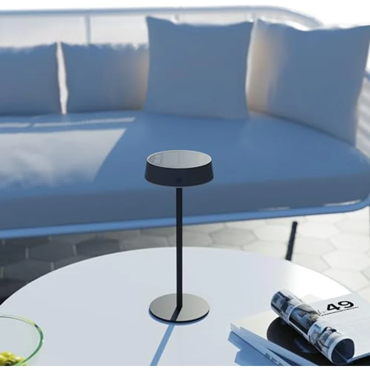 Calex Serino Solar Tischlampe, Kabellose LED-Leuchte mit Touch-Dimmer, IP44 Schutz, Dimmbar, Wiederaufladbar, Schwarz – Bild 4