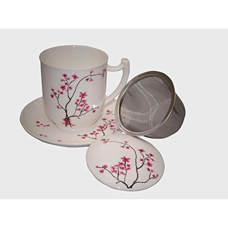 TeaLogic Tasse Cherry Blossom, Porzellan, Spülmaschinengeeignet, Weiß, Kirschblüten, H: 10.5cm – Bild 2