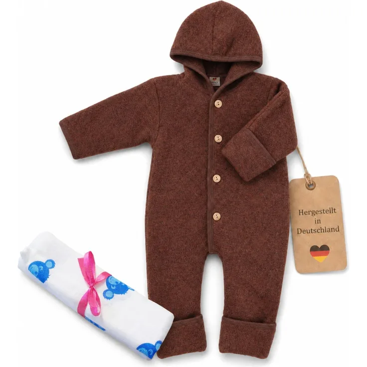 Engel Baby-Overall mit Kapuze, Holzknöpfen und Umschlag TOP