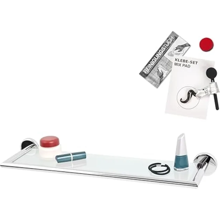 bremermann Wandregal Bad-Serie LUCENTE - Glasablage inkl. Klebeset, aus Glas