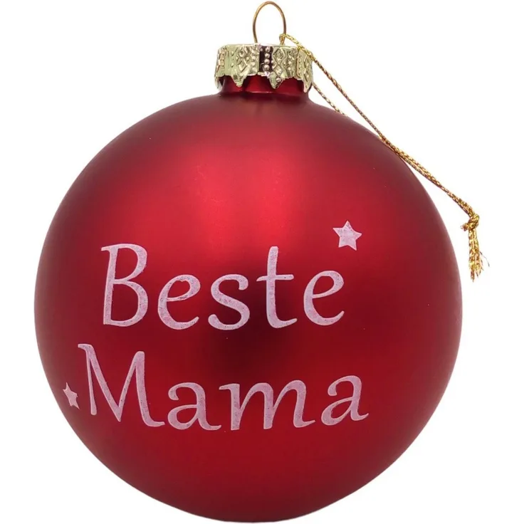 BURI Glas-Weihnachtsbaumkugeln rot mit Spruch ∅ 10cm Christbaumschmuck Weihnachtsdeko