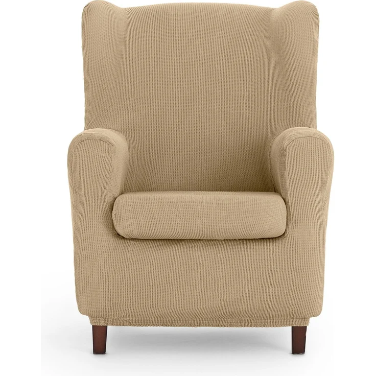 ECOMMERC3 Universeller und vielseitiger Ohrensesselbezug – Sesselbezug in Beige, einfach anzubringender Schutz für Rückenlehne, Sitz und Armlehnen