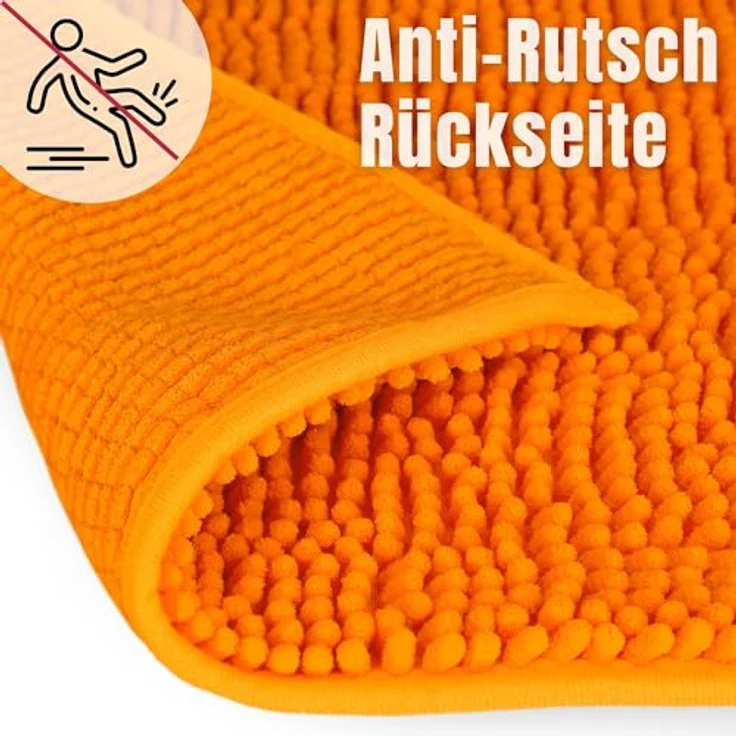 WohnDirect Badematte 45x45 cm MIT WC Ausschnitt | Orange - rutschfest & Waschbar - Badezimmerteppich zum Set kombinierbar, Badvorleger, WC Garnitur, Badteppich – Bild 7