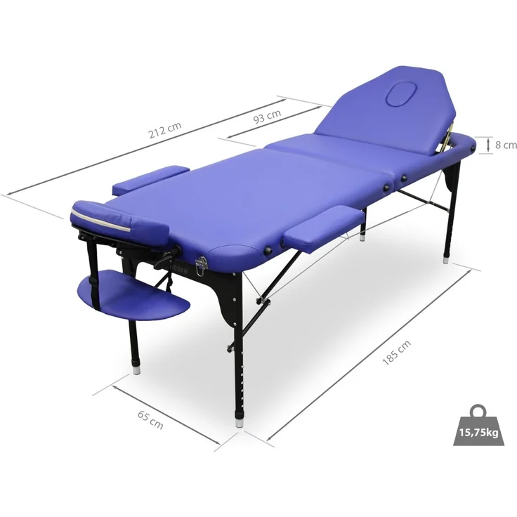 WELLCORE Faltbare Aluminium-Bahre, mit aufklappbarer Rückenlehne, 185 x 65 cm, Kunstleder, höhenverstellbar, Gelenkkopf, Gesichtsloch, Silber, Transporttasche, bis 225 kg – Bild 2