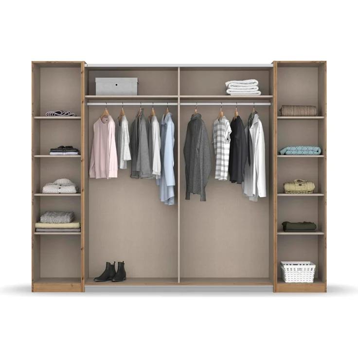rauch Kleiderschrank, Dreh- und Schwebetürenschrank KRONACH, 4-türig, 2 Spiegeltüren teilaufgelegt, Alpinweiß, 268 x 210 x 59 cm – Bild 6
