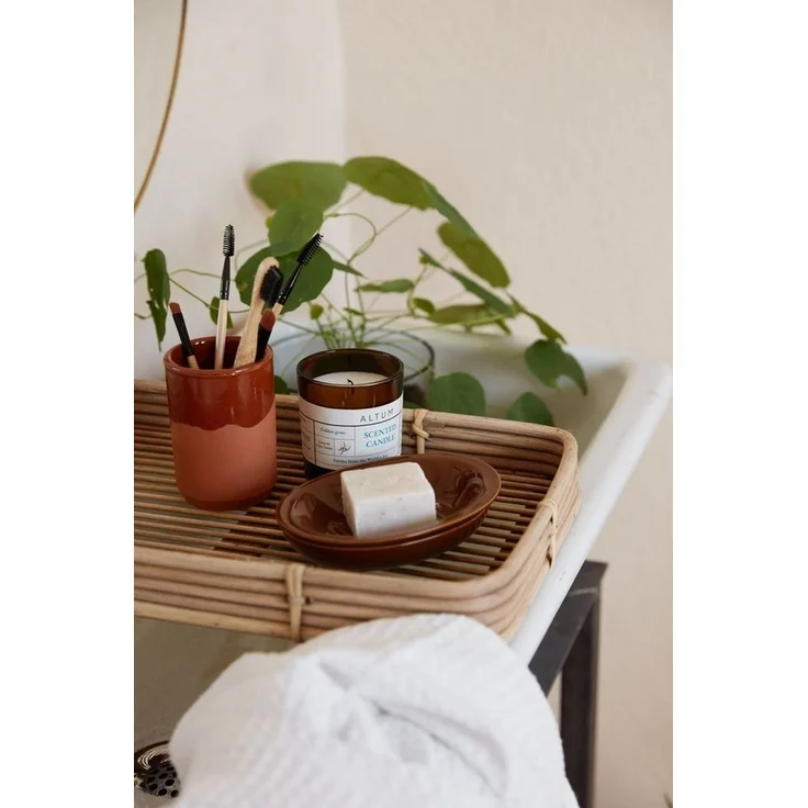 Ib Laursen - Seifenschale 2-tlg. mit Ablaufschale Keramik Braun Retro 1970-14 – Bild 2