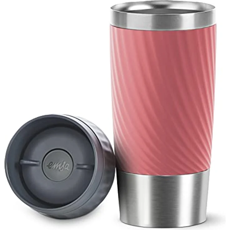 EMSA 'Travel Mug Easy Twist' Isolierbecher, Edelstahl/Silikon, koralle, 360 ml – Bild 12