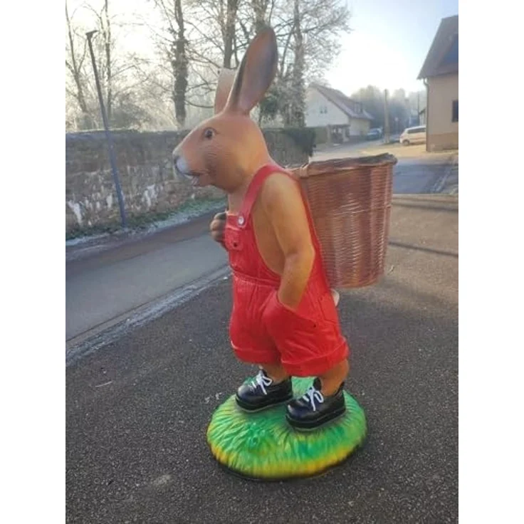 XL Premium Hase lebensgross 115 cm Osterhase mit Korb Ostern Garten Deko Figur – Bild 2