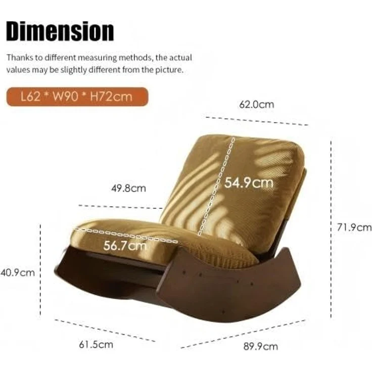 FurnitureR Relaxsessel mit Beistelltisch und Aufbewahrungskorb, Schaukelstuhl Einzelsessel aus Cordstoff mit Rundem Couchtisch 45 cm, Modernes Wohnzimmer Möbel Set, Gelb – Bild 2