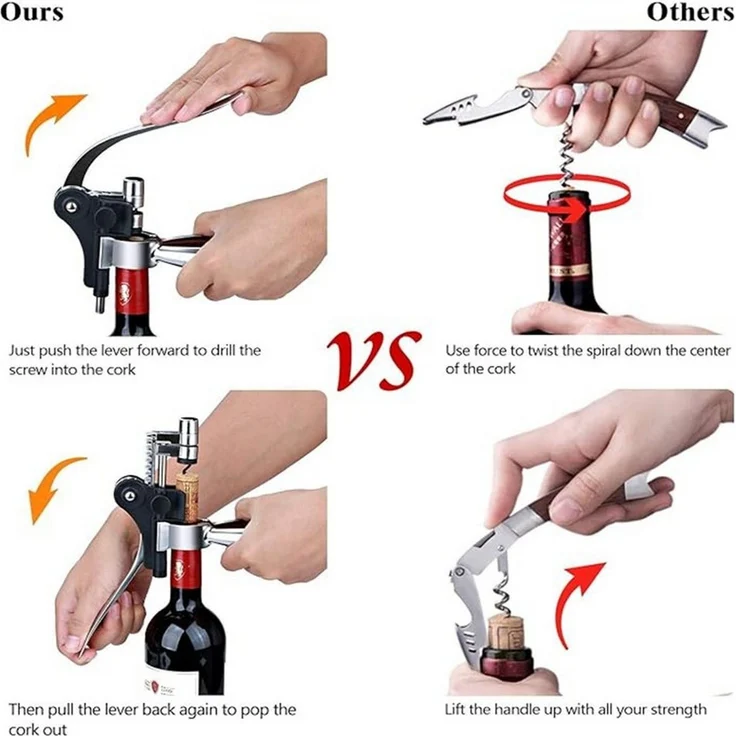 autolock Weinflaschenöffner Korkenzieher Wein Flaschenöffner, für alle Arten von Korken – Bild 3