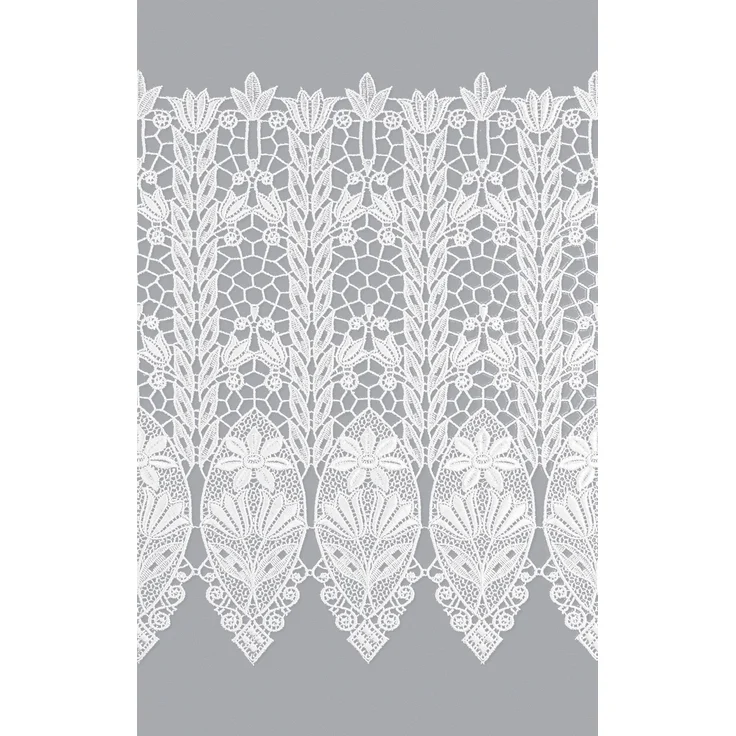 Scheibengardine Plauener Spitze - Blütenmedaillon (Bx H) 184cm * 42cm weiß – Bild 3