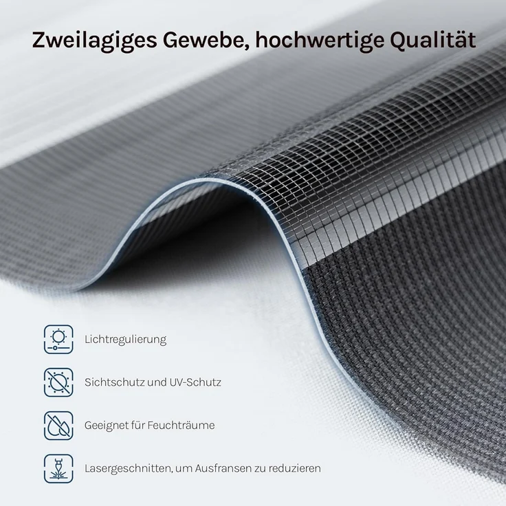WOLTU Doppelrollo Klemmfix ohne Bohren Anthrazit B90 x H150 cm, Duo Rollo Zebrarollo Fensterrollo Klemmrollo Seitenzugrollo Easyfix lichtdurchlässig & verdunkelnd Rollos für Fenster und Tür – Bild 5