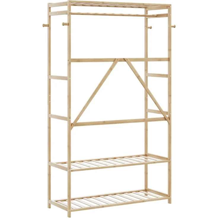 vidaXL Kleiderständer mit Ablagen 110x40x175 cm Bambus 4008924 – Bild 5