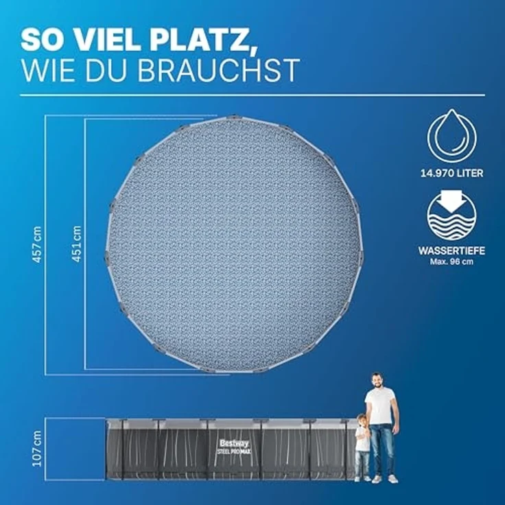 Steel Pro MAX™ Frame Pool Komplett-Set mit Filterpumpe Ø 457 x 107 cm, LED-Design, rund – Bild 4