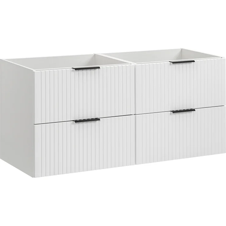Waschtischunterschrank 120 cm weiß matt mit gerillter Front, 4 Softclose-Auszüge, ADELAIDE-56-WHITE – Bild 2
