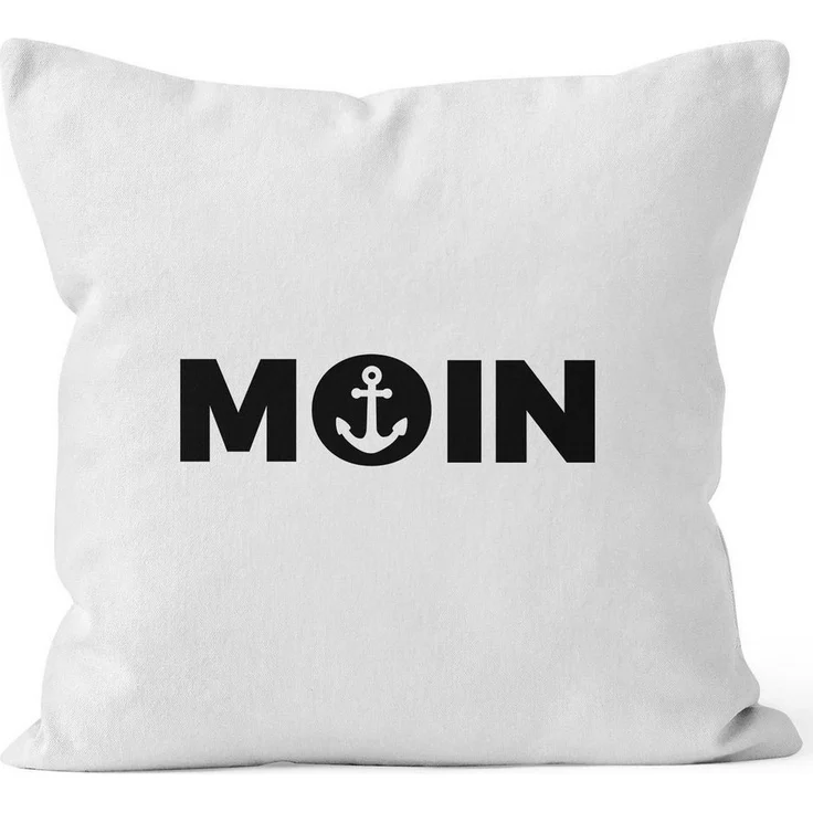 MoonWorks Dekokissen Maritmer Kissenbezug Moin mit Anker Deko-Kissen MoonWorks® – Bild 3