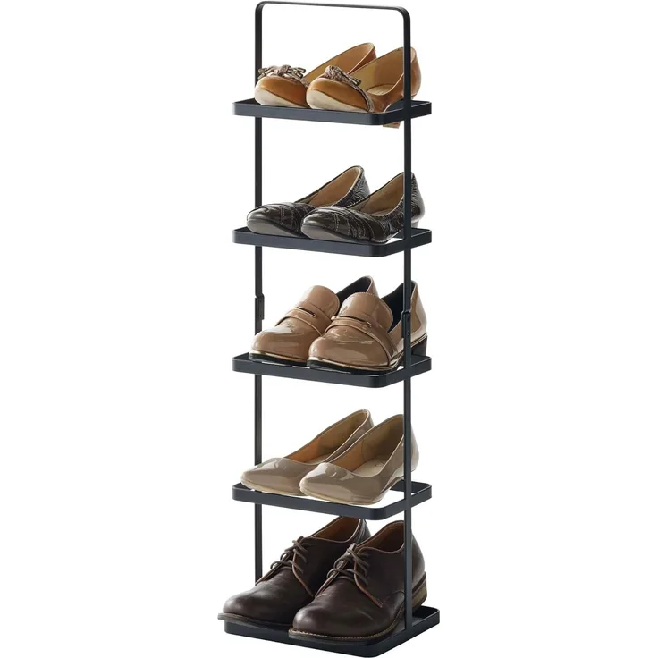 Yamazaki Schuhregal "Tower" aus Metall 22x77x14cm für 5 Paar Schuhe platzsparend klein, Standregal, Schuhablage, freistehend, tragbar, minimalistisch, schmal