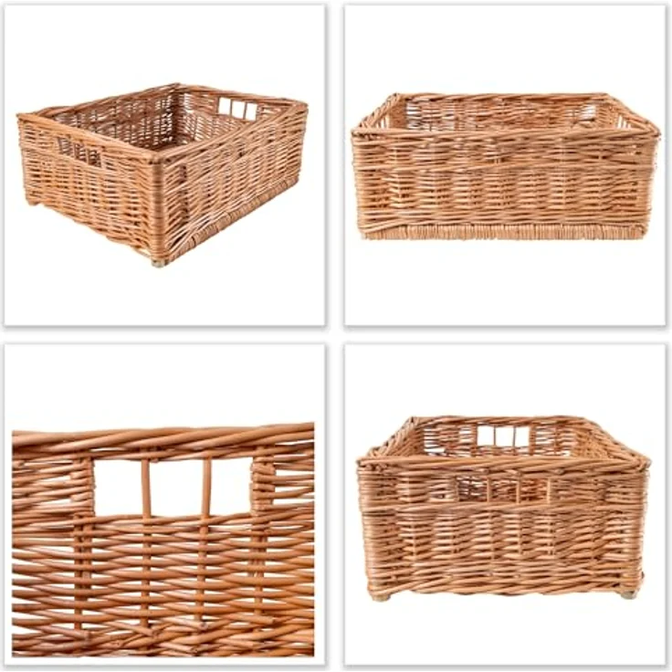 Creative Home Holzkiste Weidenkorb Aufbewahrungskorb, Handgeflochten, Haltbar (1 St), Korb Geflochten Naturkorb mit Griffen Aufbewahrung – Bild 9